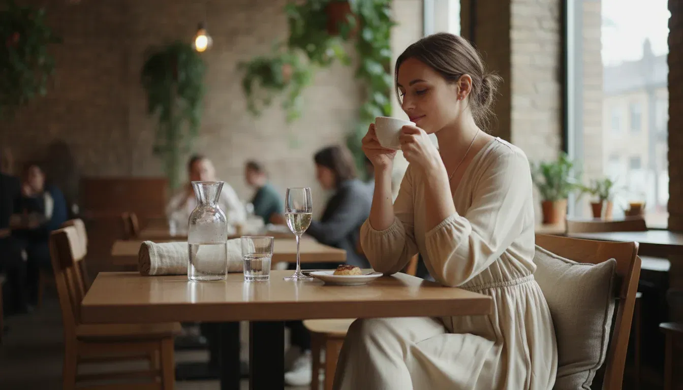 Vrouw geniet van koffie